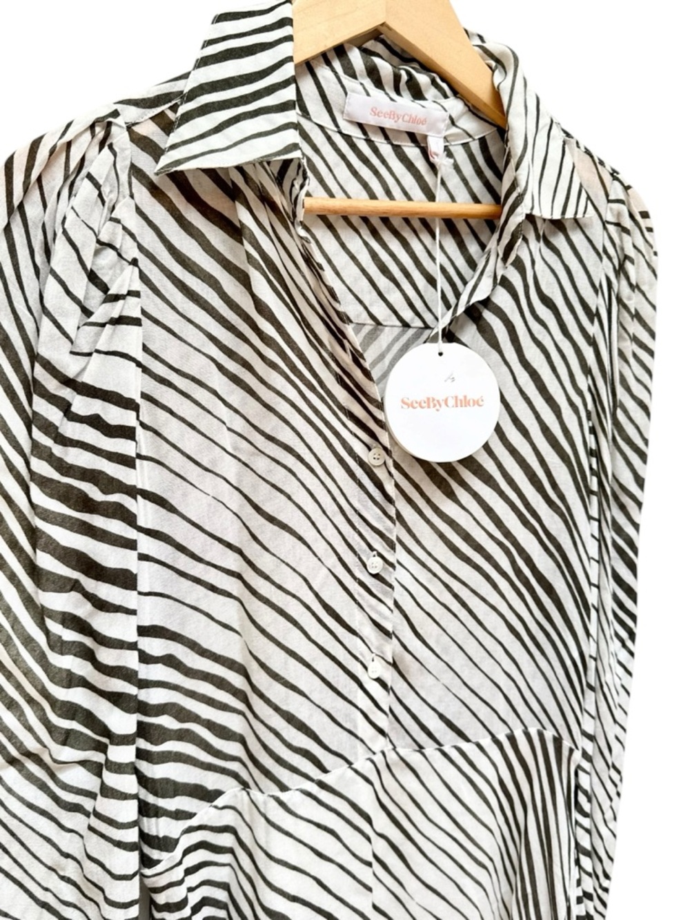 See by Chloe *NEW* Zebra Print Button-Down Shirt Dress - Picture 4 of 15
